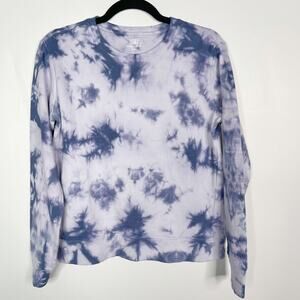 Athleta Girl XL Blue Purple Tie Dye Beachy Crew Neck Sweatshirt Organic Cotton
